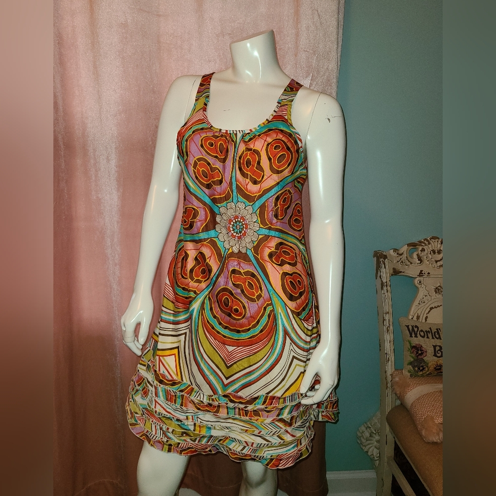 Me & Ko Vibrant Halter Neck Dress Girls Size Large (14)